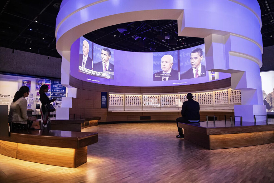 One exhibit in the center recalls Obama's improbable 2008 victory against John McCain. - Lucy Hewett for NPR