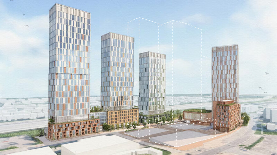 Forum Asset Management is looking to build a development with five buildings and 1,500 residential units in the area of Brisebois Crescent and Centrum Boulevard in Orléans. (Forum Asset Management and SvN Architects/report)