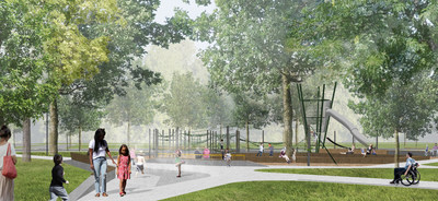 Début du projet d'aménagement du pôle famille du parc La Fontaine (Groupe CNW/Ville de Montréal - Cabinet de la mairesse et du comité exécutif)