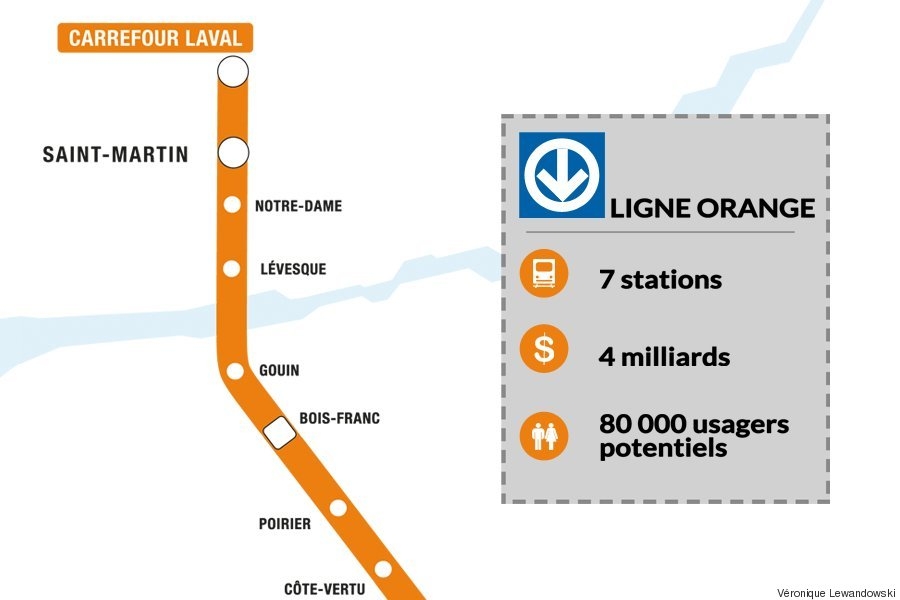 Ligne orange - Prolongement vers Bois-Franc/Laval - Métro - Agora Montréal