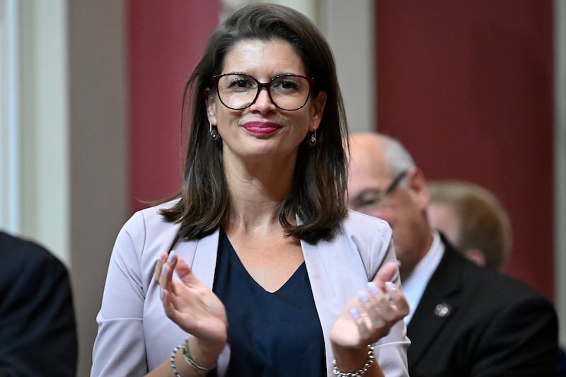 Vice-première ministre et ministre des Transports du Québec, Geneviève Guilbault a présenté la nouvelle mouture du projet de son gouvernement caquiste pour un futur troisième lien automobile entre Québec et Lévis.|800x533.6082474226804