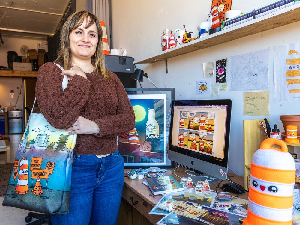 Illustrator Tania Mignacca, creator of orange cone character Ponto, has turned the ubiquitous Montreal hindrance into a profitable business.