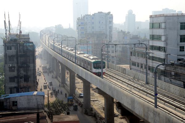 A trackof the metro rail in Dhaka, in Dec. 2021.