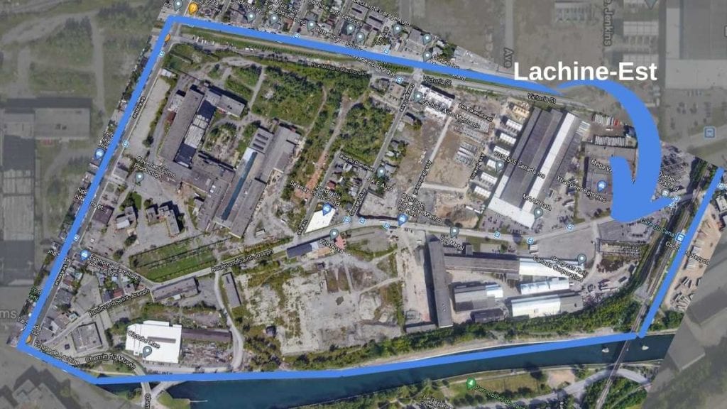 Carte de la zone du futur écoquartier de Lachine-Est