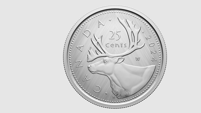 La pièce de 25 cents met en valeur le caribou.