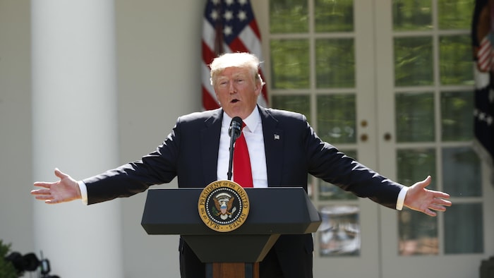 Le président américain Donald Trump annonce sa décision de retirer les États-Unis de l'Accord de Paris sur le climat, dans la roseraie de la Maison-Blanche, à Washington, le 1er juin 2017.