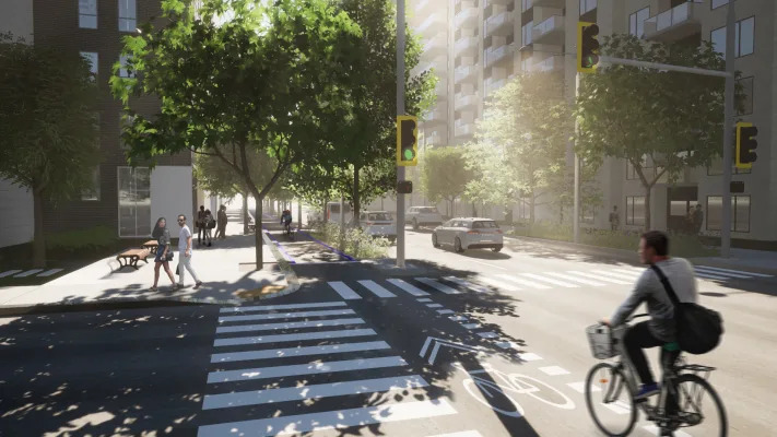 Rue Saint-Jacques à la hauteur de la rue de la Montagne