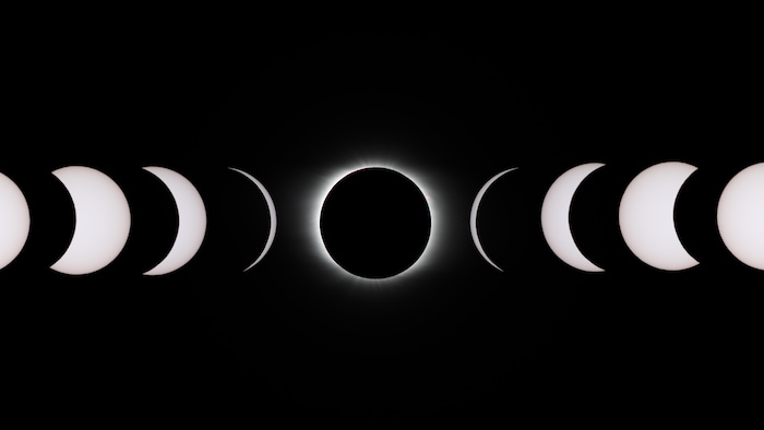 Progression de l'éclipse solaire totale du 2 juillet 2019 depuis l'Observatoire de La Silla de l'ESO au Chili.