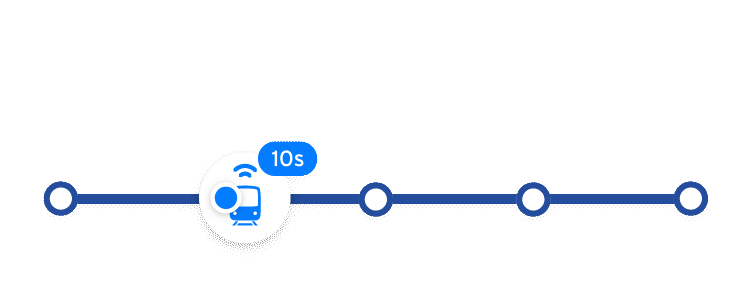 Illustration démontrant comment le faible signal GPS peut impacter la mise à jour de la localisation du véhicule. Avec des délais allant parfois à plusieurs minutes