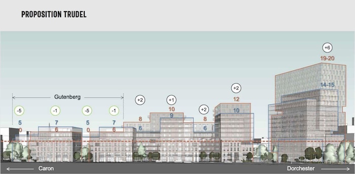 Maquettes des deux propositions superposé pour être comparées.