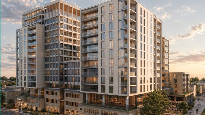 Une modélisation par ordinateur du projet de tour d'habitation.