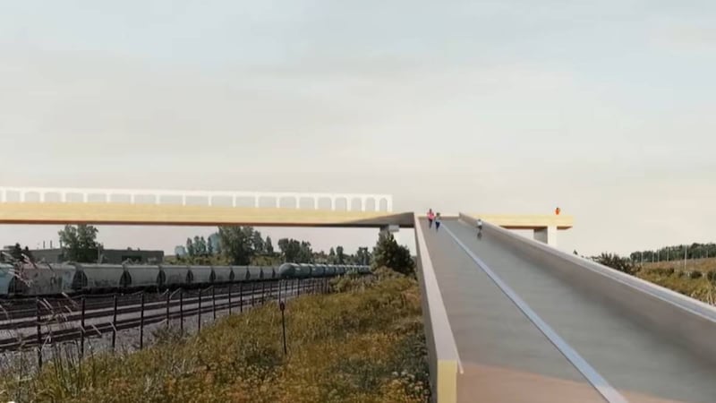 Version modélisée de la passerelle cyclopiétonne entre la baie de Beauport et le boulevard D'Estimauville.