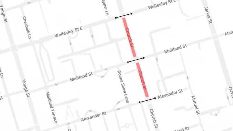A street map shows the designated pedestrian-only zone